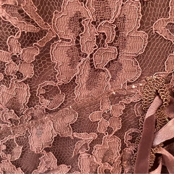 Seven 7 Y2K Women’s Sz. 18 Brown Lace Babydoll Blouse Sheer Longsleeve Corset - Picture 4 of 8